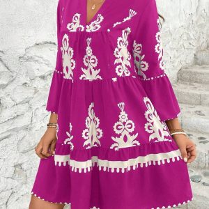 Φόρεμα Boho σε χρώμα ματζέντα