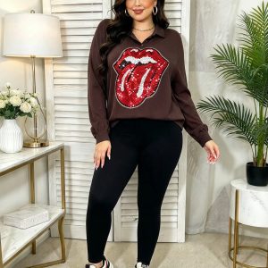 Μπλούζα καφέ ROLLING STONES